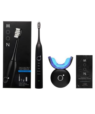 MOON Teeth Whitening Kit with LED Light and Black Sonic Electric Toothbrush for Adults Bundle