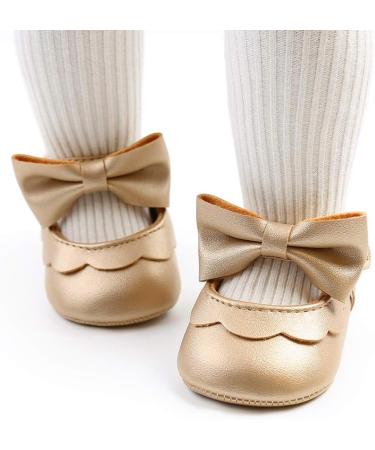 Baby Girl's Mary Jane PU Leather First Walking Shoes | Anti-Slip Princess Shoes for Infant 0-6 Months | E Gold - Buy Online on GoSupps.com