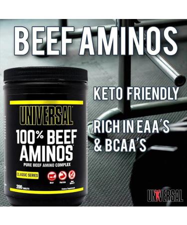 Universal 100% Beef Aminos Tablets | Pure Beef Amino Complex | Full Spectrum EAAs BCAAs & Protein from Beef Protein Isolate & Pure Desiccated Argentine Beef Liver | 66 Servings 200 Tablets (Pack of 1) 200 count (Pack of 1) - Buy Online on GoSupps.com
