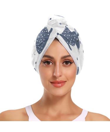 Rabbit Spot Hair Towel 2 Pack Super Absorbent Hair Drying Towel Quick Dry Hair Turbans Head Towel with Button Twisty Wrap for Women Girls
