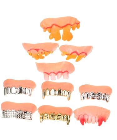 Frcolor 10 pcs wrong teeth for Halloween Vampire teeth Requisite Halloween-Zehnen Faly dentures with zipes creepy Halloween teeth zombie teeth evil teeth funny form pvc