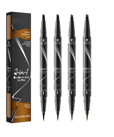 Liquid Eyebrow Pen 3D Microblading Eyebrow Pencil Waterproof Liquid Eyebrow Pen Double Head Liquid Eyebrow Pencil Creates Natural Brows 4pcs