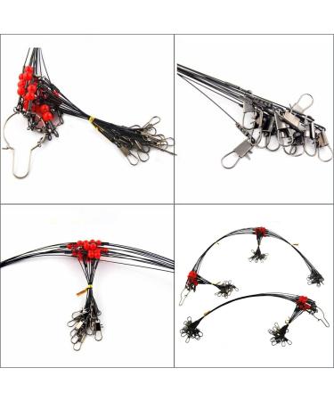 JSHANMEI Stainless Steel Wire Fishing Leaders 12pcs/lot | High-Strength Fishing Wire Rigs with Swivels, Snaps, Beads | Steel Wire Leader Spinner Tackle for Fishing Lures - Buy Online on GoSupps.com