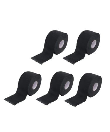 5 rolls hairdressing neck stripes self-adhesive stretchy disposable neck band haircutive neck paper hairdryer accessories for haircut (black)