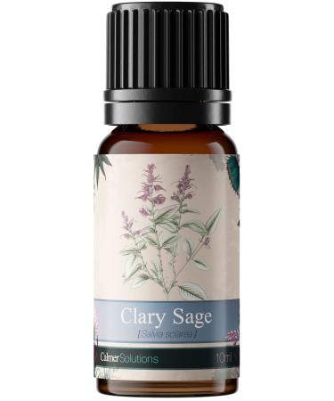 Calmer Solutions | Clary Sage Essential Oil - 10ml | Depression Stress Aches | Pure 100% Naturally UK Sourced | Professional or Home use | Diffusers Humidifiers Candles & More Clary Sage One Size