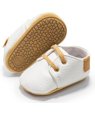 Baby First Walking Shoes Anti-Slip Oxford Loafer Flats | Toddler PU Leather Sneakers 12-18 Months White - Buy Online on GoSupps.com