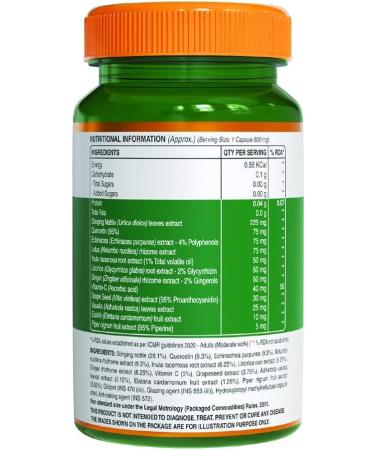 Uxa Pure Nutrition Lung Detox Supplement - Herbal Blend for Lung Cleansing & Immune Defense | 60 Veg Capsules - Buy Online on GoSupps.com
