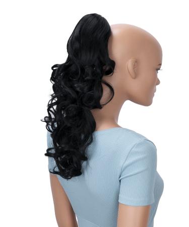 CAISHA 40 cm Butterfly Clamp Ponytail Hair Extension - Wavy Black Hair Braid #1 H201 for Voluminous Style - Buy Online on GoSupps.com