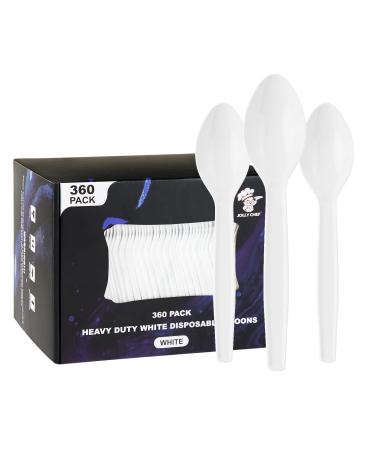 360 Pack Plastic Spoons White Disposable Spoons Heavy Duty Plastic Cutlery Set Spoons
