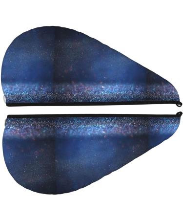 Hair Towel Wrap - Quick Drying Turban with Button | Retro Blue Glitter Hair Drying Towel - Buy Online on GoSupps.com