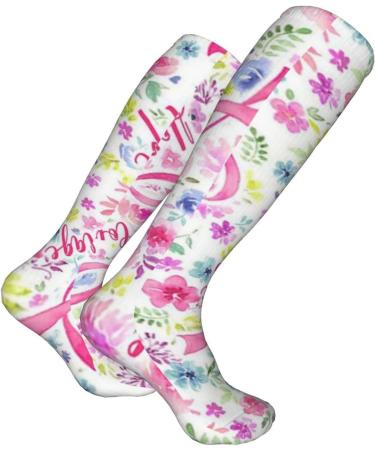 Breast Cancer Ribbons Compression Socks 15-20 mmHg for Men & Women | Love Hope Faith | Perfect for Running & Cycling - Buy Online on GoSupps.com