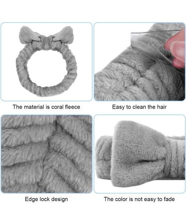 AOMIG Spa Headband for Women - Fluffy Microfiber Elastic Hair Band for Makeup, Shower, Sports - Grey Bowknot Head Band - 1 Pc - Buy Online on GoSupps.com