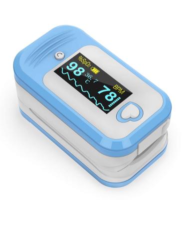MED LINKET AM801 Blood Oxygen Saturation Monitor Finger Adults Oxygen Level Meter Fingertip Pulse Oximeter 5-in-1 O2 Sat Monitor Checks SpO2 Temperature Pulse Rate PI PPG with Auditory Alarm