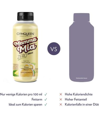 GymQueen Mamma Mia Zero Sauce 266ml Low Calorie and Fat Free for Refining Dishes or as a Salad Dressing Vegetarian Mayo - Buy Online on GoSupps.com