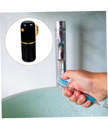 Travel Toothbrush Cup Set - Portable Gilded Mouthwash & Toothpaste Holder - Black 20x7.5CM for International Shipping - Buy Online on GoSupps.com