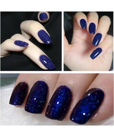Glitter Nail Polish Dark Blue Nail Varnish Diamond Glitter Quick Dry Nail Polish No UV Lamp Curing Long Lasting Chip Resistant Non-Toxic Quick Drying Salon Manicure Home Manicure(17#Dark Blue) 17-Dark Blue - Buy Online on GoSupps.com