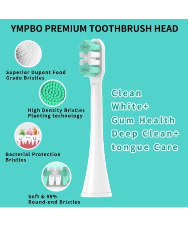 YMPBO Toothbrush Heads Compatible with AquaSonic Black Series - 10Pcs Electric Brush Heads Refill + Free Stand Holder - Soft Dupont Bristles - White - Buy Online on GoSupps.com