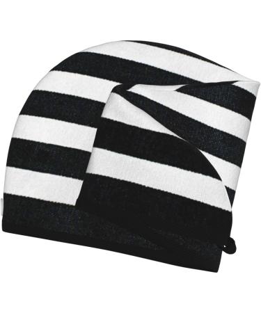 Black & White Stripes Microfiber Hair Towel | Super Absorbent Coral Velvet Wrap for Women | Quick Dry Cap for Long Curly & Thick Hair - Buy Online on GoSupps.com
