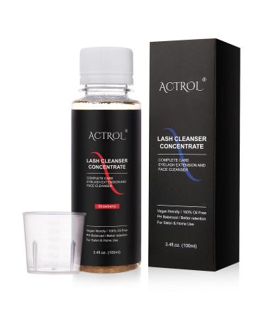 Eyelash Cleanser Concentrate 100ml Strawberry Professional Lash Shampoo Foaming Cleanser Paraben & Sulfate Free Non-lrritating Wash for Extensions Lashes Care-Makes 20 Bottles Strawberry 3.4 Fl Oz (Pack of 1)