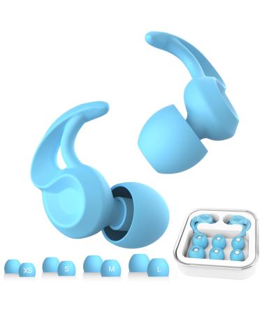 Ear Plugs for Ear Protection Kids 9+ Adults & Small Ear Canal Teens Reusable Silicone Hearing Protection Earplugs for Sleeping Concerts Flying and Noise Sensitivity-8 Ear Tips in XS/S/M/L Blue