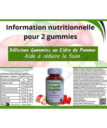  G n rique Meri.fr Apple Cider Vinegar Gummies Gummy Candies 60 Count - Buy Online on GoSupps.com