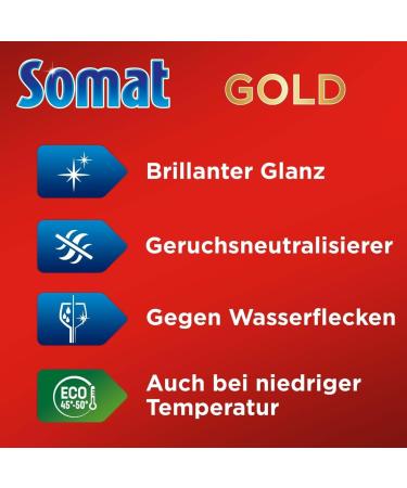 Somat Gold Dishwasher Tabs (105 Tabs) - Powerful Cleaning for Bright Dishes | Eco-Friendly Packaging - Buy Online on GoSupps.com