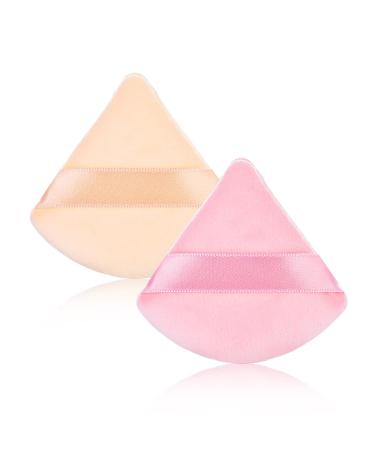 Molain 2 Pieces Triangle Velvet Powder Puff Set for Face & Body Makeup - Nude&Pink - Buy Online on GoSupps.com