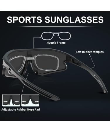 HAAYOT Polarized Cycling Sunglasses for Men Women - 5 Interchangeable Lenses - Black Frame & Blue Lens - Buy Online on GoSupps.com
