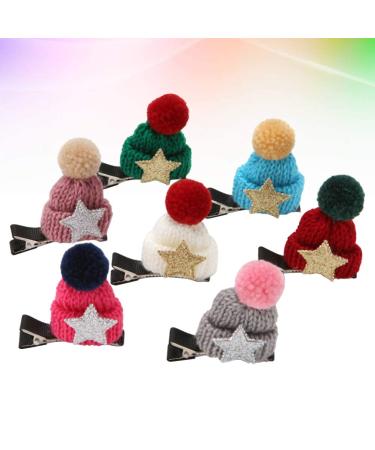 Beaupretty Mini Knitted Hat Hair Clips - 7pcs Christmas Pom Pom Ball Pins for Kids Girls & Dogs - Buy Online on GoSupps.com