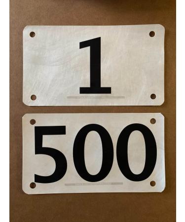 BlueFootedTiming Race Numbers Official Competitor tryout tyvek bib Numbers 1-100, Set of 100, 4"x7", Industry Standard tyvek tearproof & Waterproof. 001-500