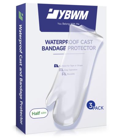 YBWM 3 Pack Cast Covers for Shower Arm 100% Reusable Waterproof Cast Cover Arm for Adult for Shower Elbow Broken Arms Hands Wrists Fingers