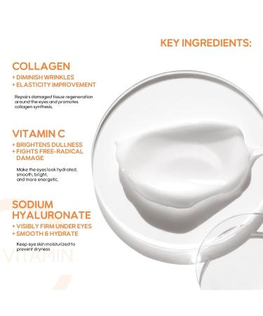 Collagen Vitamin C Eye Cream Reduce Wrinkles Anti-Aging Dark Circles Firming & Tightening Depuffing and Puffiness and Boost Eye Moisturizing for All Skin Types Women & Men - Buy Online on GoSupps.com