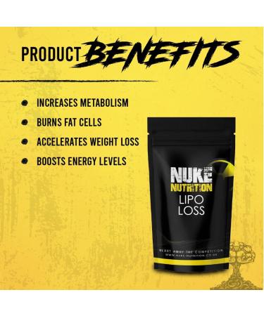Nuke Nutrition Lipo Loss Tablets - 60 Tablets | Maximum Strength Weight Loss | Fast-Acting Keto Shred Fat Burner with Ginseng, Green Tea, Acai Berry & Caffeine - Buy Online on GoSupps.com