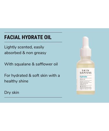 SKIN SAPIENS HYDRATE Facial oil with squalene and safflower oil natural Ecocert Cosmos for men and women Cruelty Free and Vegan Skincare for all normal to dry skin 30 ml. - Buy Online on GoSupps.com