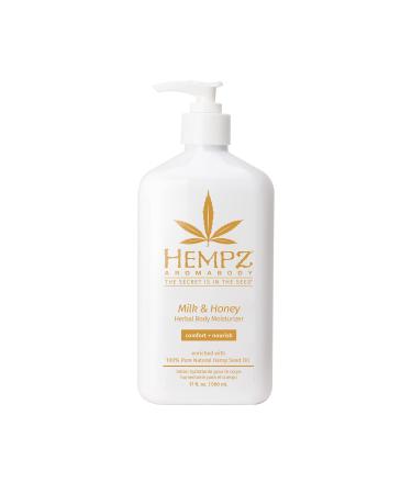 Hempz Milk & Honey Herbal Body Moisturizer with Jojoba Seed  Cocoa Butter  17 oz. - Fragranced  Everyday Body Lotion with Agave Extract to Hydrate Sensitive Skin - Premium Skin Care Products