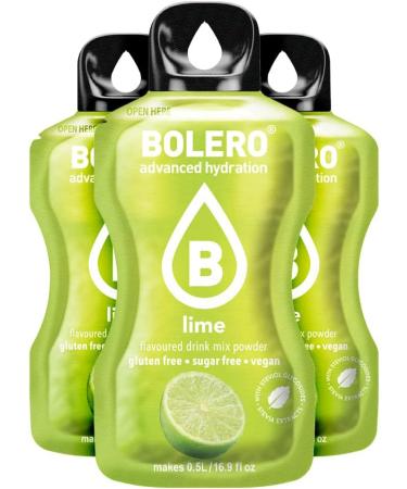 Bolero LIME 24x3g Powdered juice without sugar sweetened with stevia + vitamin C for children athletes and diabetics lime flavor - Buy Online on GoSupps.com
