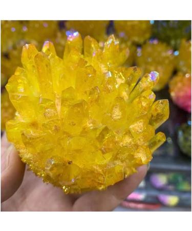 Natural Crystal Rough Home Decor Natural Crystal Cluster Electroplated Yellow Crystal Cluster Reiki Stone Crystal Tip House Decorative Specimens Cr Reiki 1pc - Buy Online on GoSupps.com