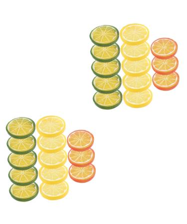 Zerodeko Fruit Model 26 Pcs Imitation Lemon Slice Pvc Fruit Fake Lemon Plastic Lemons Assorted Colorx2pcs 4X4X0.8CMx2pcs