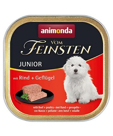 Animonda of the finest junior dog food wet food for dogs in growth with beef + poultry 22 x 150 g with beef + poultry 1 piece (22 pack)