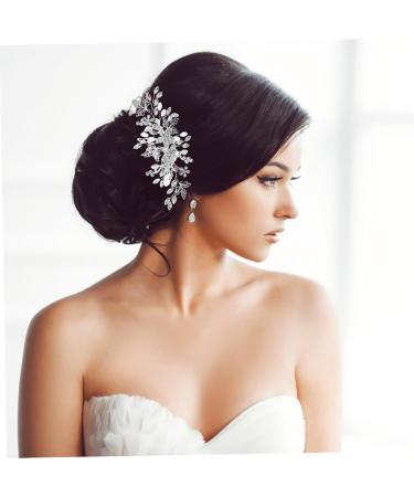 Beatifufu Rhinestone Tuck Comb Leaf Bridal Headpieces Bride Hair Side Comb Pearl Bridal Hair Accessories Wedding Accessories Bridal Hair Comb Side Combs Flower Girl Hair Accessory Metal - Buy Online on GoSupps.com