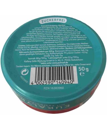 Buy Pulmoll Eucalyptus Menthol Sugar-Free 6-Pack (6x50g Can) - International Shipping Available! - Buy Online on GoSupps.com