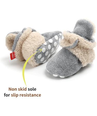 EDOTON Unisex Newborn Winter Boots | Warm Non-Slip Sole Bootie Sock for 0-6 Months | Gray Khaki - Buy Online on GoSupps.com