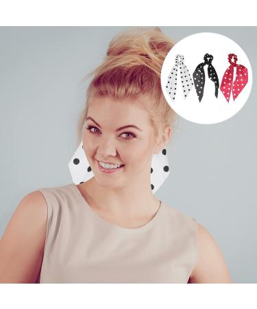 LEORX Polka Dot Hair Scrunchies - 3pcs Vintage Chiffon Scarf Ties for Women and Girls - Buy Online on GoSupps.com