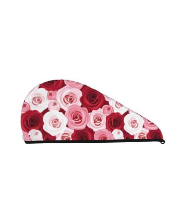 Rose Microfiber Hair Towel Soft Super Absorbent Hair Towel Wrap for Women Coral Velvet Quick Dry Hair Cap for Long Curly and Thick Hair