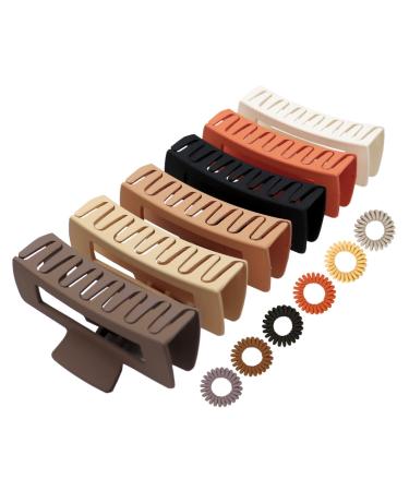 Kavya Hair Claw Clips Strong Hold Rectangle Hair Clip Matte Solid Color Hair Jaw Clamp Non-Slip Catch Hair Clips Jumbo Hair Styling Accessories for Women Girls Thick Hair(6 Colours) B Set-2