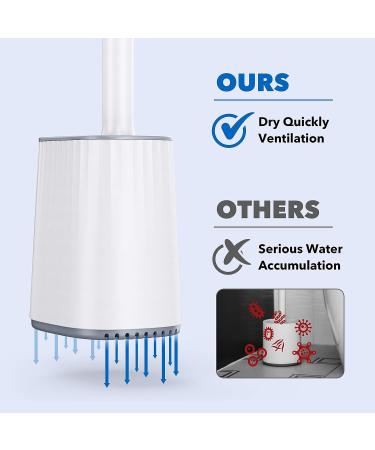 Toilet Bowl Brush and Holder Set - 2 Pack | Silicone Bristles, Ventilated Holder | Deep Cleaning Toilet Cleaner Brush in White - Buy Online on GoSupps.com