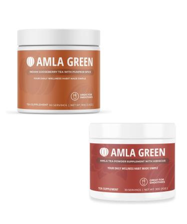 Amla Powder & Green Tea Superfood Supplement Antioxidant Support Made with Pumpkin Spice (90 servings) & Hibiscus (30 servings) Organic Vegan