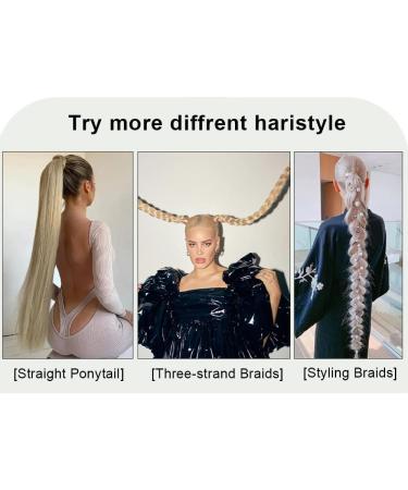 Braid Ponytail Extension Long Straight Wrap Around Ponytail Hair Extensions Natural Soft Hairpieces Synthetic Wig for Women Flaxen - Buy Online on GoSupps.com