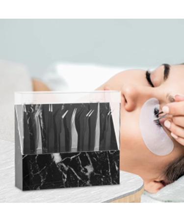 Dfsuiwk 8-Hole Acrylic Eyelash Tweezers Holder Stand with Dust Cover - Black | Organizer Storage Display Box for Beauty Salons - Buy Online on GoSupps.com