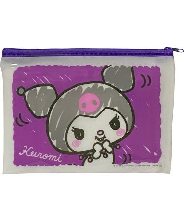 Sanrio Accessories Cosmetic Flat Vinyl Bag Zipper Case Bag 19 14 cm (Crayon Touch) (Kuromi)